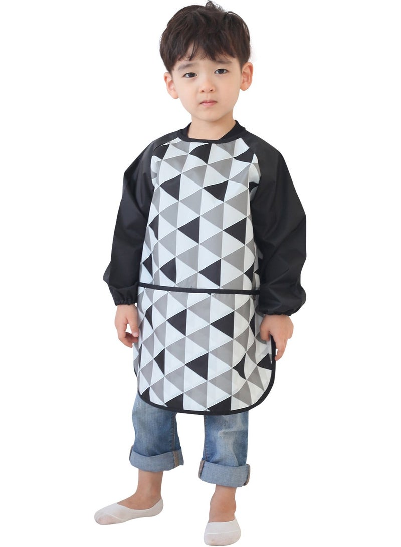 Plie Kids Painting Apron Waterproof Long Sleeve Art Smock for Toddlers Preschoolers Messy Play Baking Crafts Cooking Sensory Activities Ages 110 Black Triangle 21S