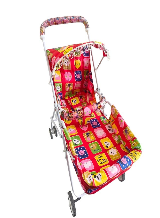 Ezaakart Baby Stroller/Pram for 0 to 3 Years, New Born/Toddler/Kid, 3 Point Safety Harness, Adjustable backrest, 360° Swivel Wheel, Large Storage Basket, Reversible Handlebar (Red) - Image 1