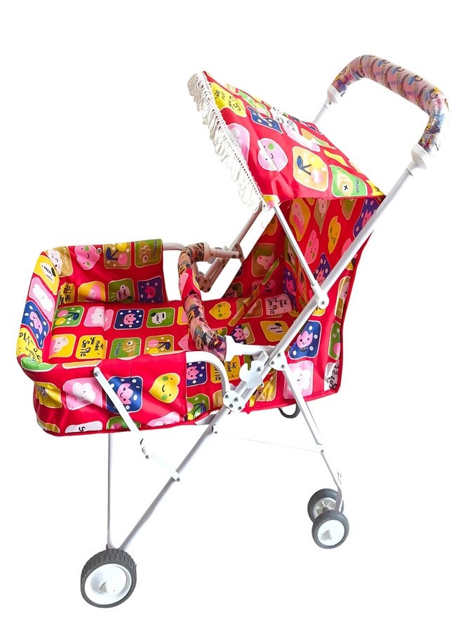 Ezaakart Baby Stroller/Pram for 0 to 3 Years, New Born/Toddler/Kid, 3 Point Safety Harness, Adjustable backrest, 360° Swivel Wheel, Large Storage Basket, Reversible Handlebar (Red) - Image 2