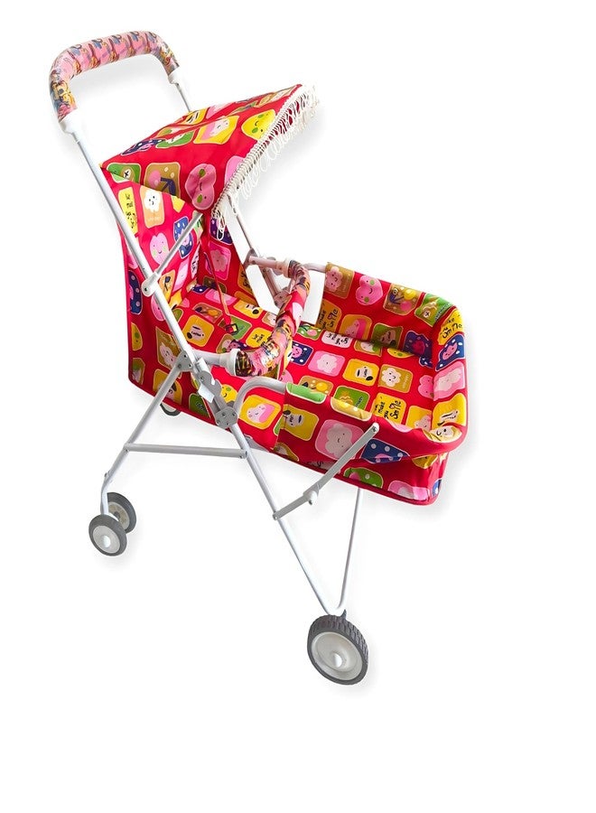 Ezaakart Baby Stroller/Pram for 0 to 3 Years, New Born/Toddler/Kid, 3 Point Safety Harness, Adjustable backrest, 360° Swivel Wheel, Large Storage Basket, Reversible Handlebar (Red) - Image 5