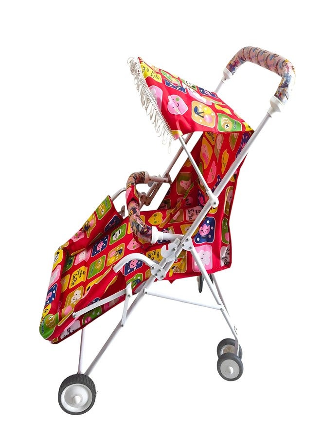 Ezaakart Baby Stroller/Pram for 0 to 3 Years, New Born/Toddler/Kid, 3 Point Safety Harness, Adjustable backrest, 360° Swivel Wheel, Large Storage Basket, Reversible Handlebar (Red) - Image 4