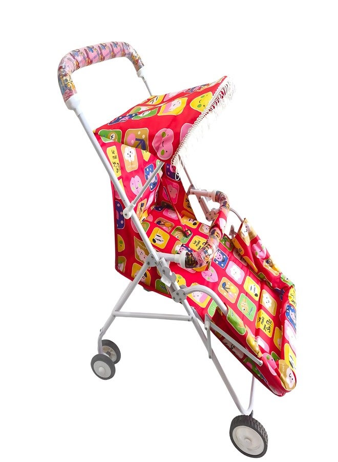 Ezaakart Baby Stroller/Pram for 0 to 3 Years, New Born/Toddler/Kid, 3 Point Safety Harness, Adjustable backrest, 360° Swivel Wheel, Large Storage Basket, Reversible Handlebar (Red) - Image 3