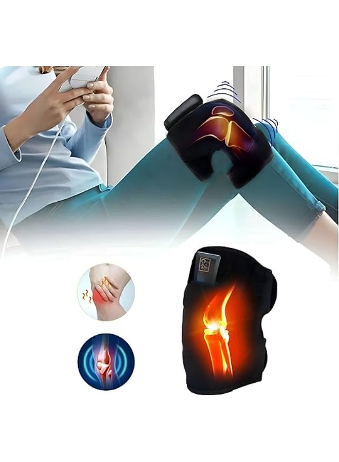 لفافة تدليك الركبة الحرارية اللاسلكية – مدلك قابل لإعادة الشحن بالأشعة تحت الحمراء والاهتزاز لتخفيف آلام الركبة، الكوع، الكتف، التهاب المفاصل، تيبس العضلات - Image 3