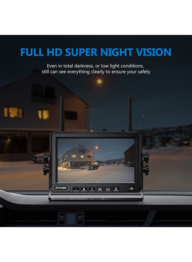 DVKNM كاميرا احتياطية لاسلكية شمسية مغناطيسية HD1080P تركيب DIY خلال 3 دقائق DVR شاشة IPS 7" نظام كاميرا عكسية قابلة لإعادة الشحن لسحب مقطورة الخيل أو مقطورات العجلات الخامسة/سيارة RV كامبر AP7 - Image 5