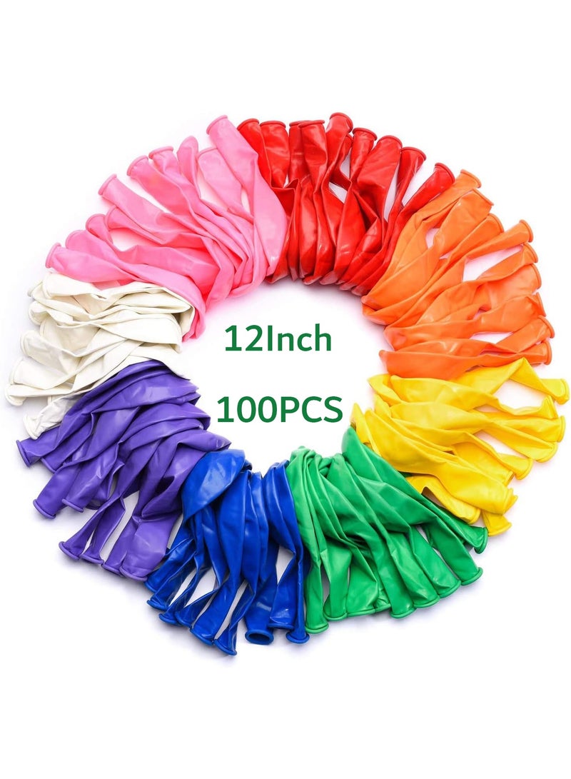 Pack of 100 Rainbow Balloons,12 Inch Random Assorted Colors Latex Balloons, Colorful Bulk Balloons for Birthday Wedding Baby Shower Anniversaries Store Party Decorations - Image 1