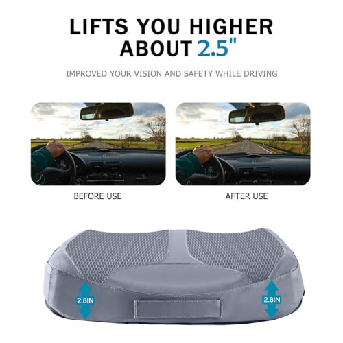 QYILAY Car Memory Foam Heightening Seat Cushion for Short Drivers, Improve Driving Vision, Double Layered Design, Hip/Tailbone/Lower Back Pain Relief, Adults Booster Seat for Car,Truck,SUV,Office. - Image 2