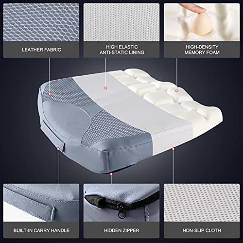QYILAY Car Memory Foam Heightening Seat Cushion for Short Drivers, Improve Driving Vision, Double Layered Design, Hip/Tailbone/Lower Back Pain Relief, Adults Booster Seat for Car,Truck,SUV,Office. - Image 4