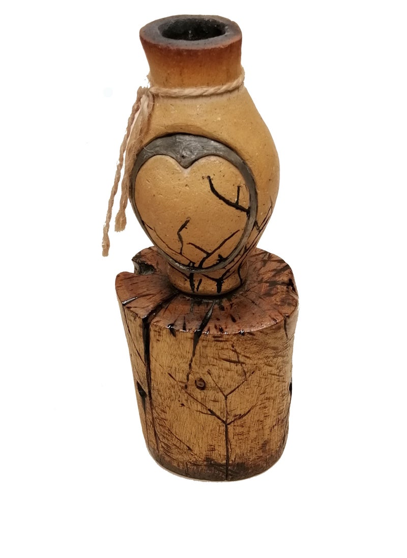 ARK Pottery Vase on a Wooden Base  - Image 1