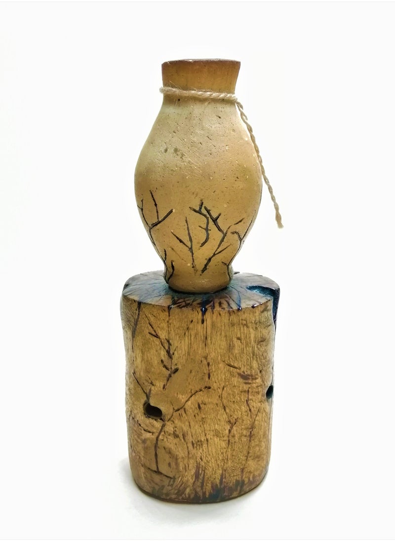 ARK Pottery Vase on a Wooden Base  - Image 3