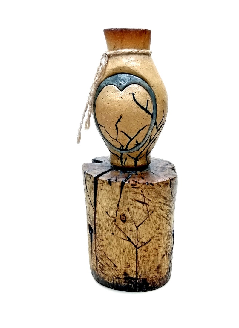 ARK Pottery Vase on a Wooden Base  - Image 2