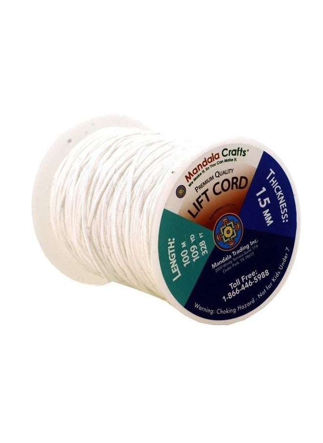 Mandala Crafts Blinds String, Lift Cord Replacement from Braided Nylon for RVs, Windows, Shades, and Rollers (1.5mm, White) 