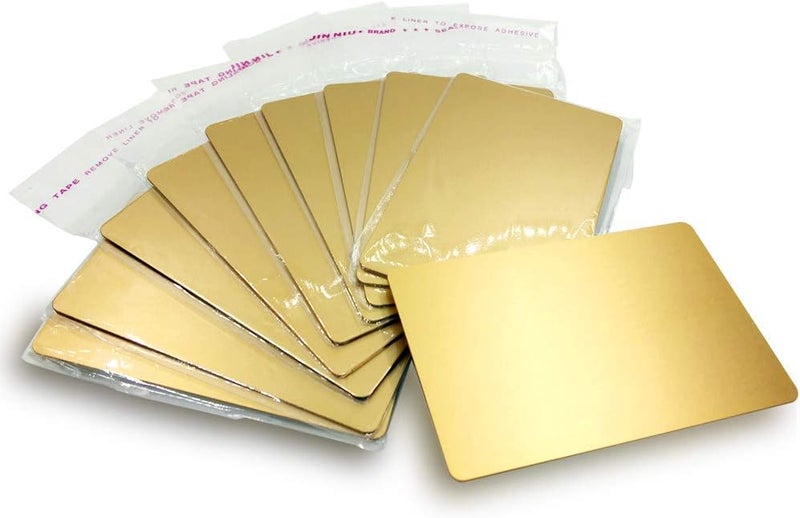 ebamaz Metal Business Cards Anodized Aluminum Plaque Plate 86X54X0.8mm (Golden, Blank,10PCS) - Image 1