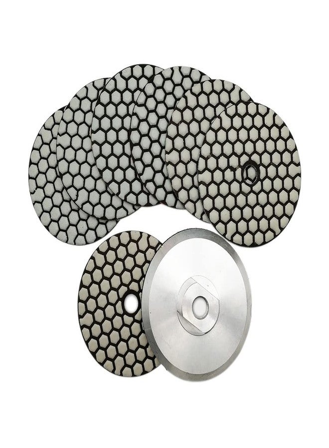 BRSCHNITT Dry Diamond Polishing Pad Set,7pcs 4 inch (#50*4，100*3),for Granite Stone Marble Sanding used on Grinder or Polisher, with Hook & Loop 5/8-11 Aluminum Backing Holder Pads - Image 1