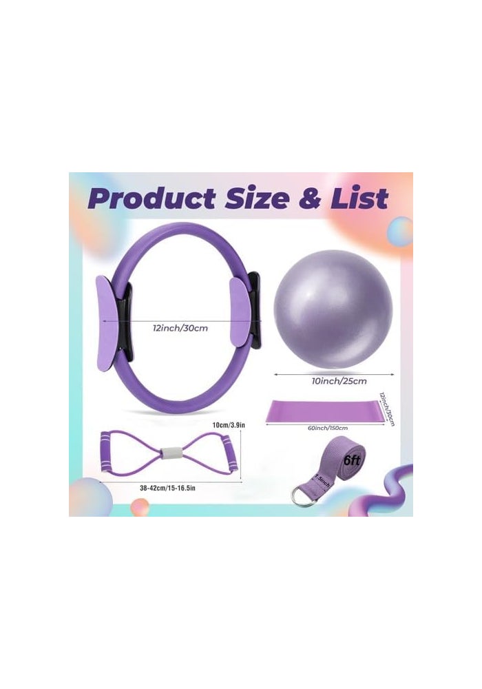 Maxmana Secret 6pcs Pilates Ring Circle Set for Home Workout - Purple - Image 2