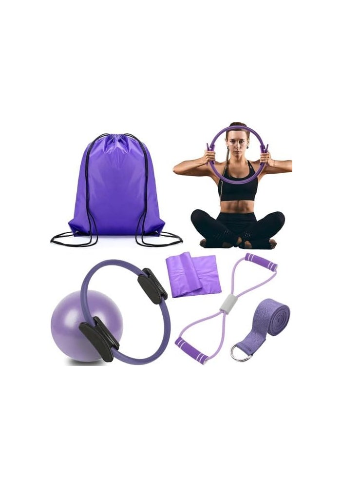Maxmana Secret 6pcs Pilates Ring Circle Set for Home Workout - Purple - Image 1
