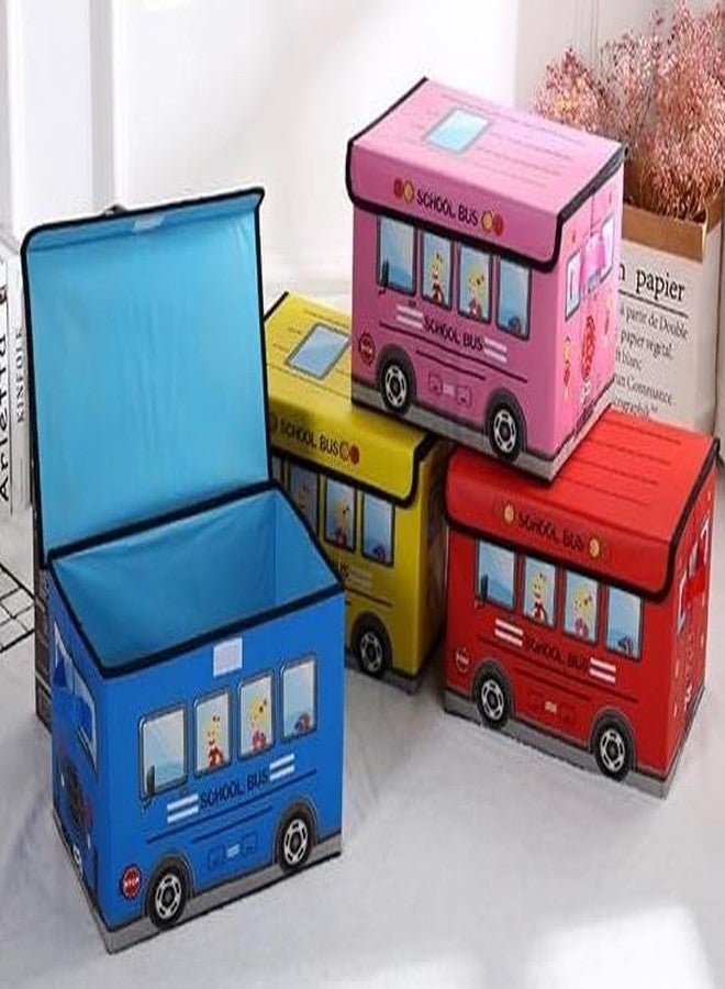 Blenzza Deco™ Kids School Bus/Sitting Stool/Storage Box/Playing Toy Storage Box (Pack of 1, Pink) - Image 3