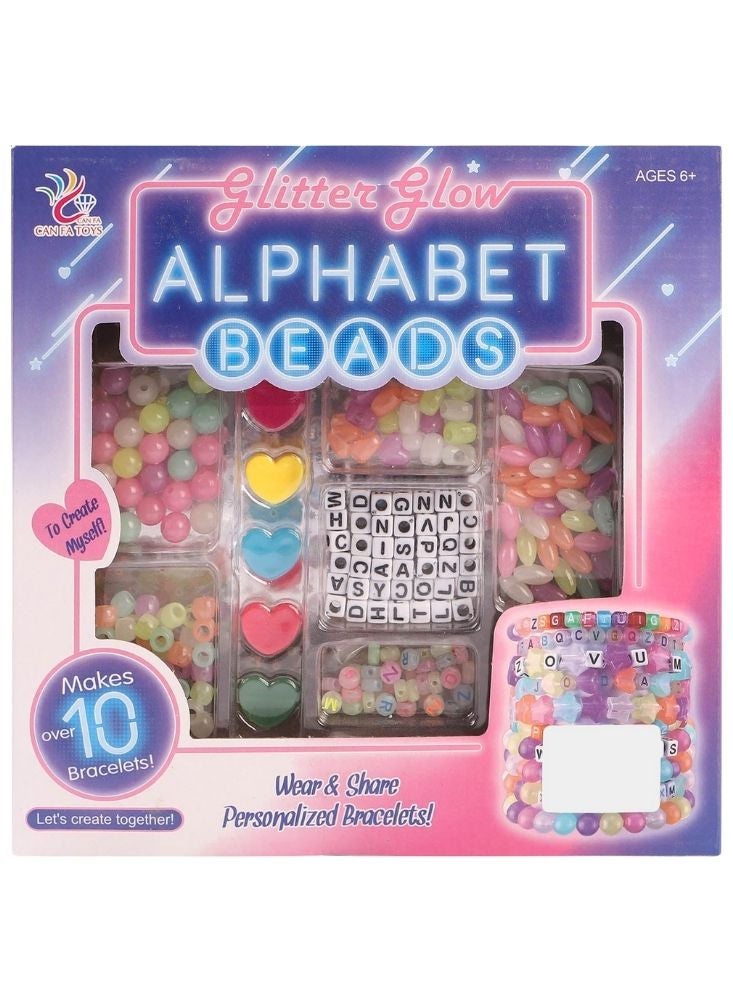 Premium Glitter Glow Alphabet Beads Jewelry Making Kit – DIY Personalized Bracelet and Necklace Craft Set for Kids (Makes 10+ Bracelets, Ages 6+) - Image 3