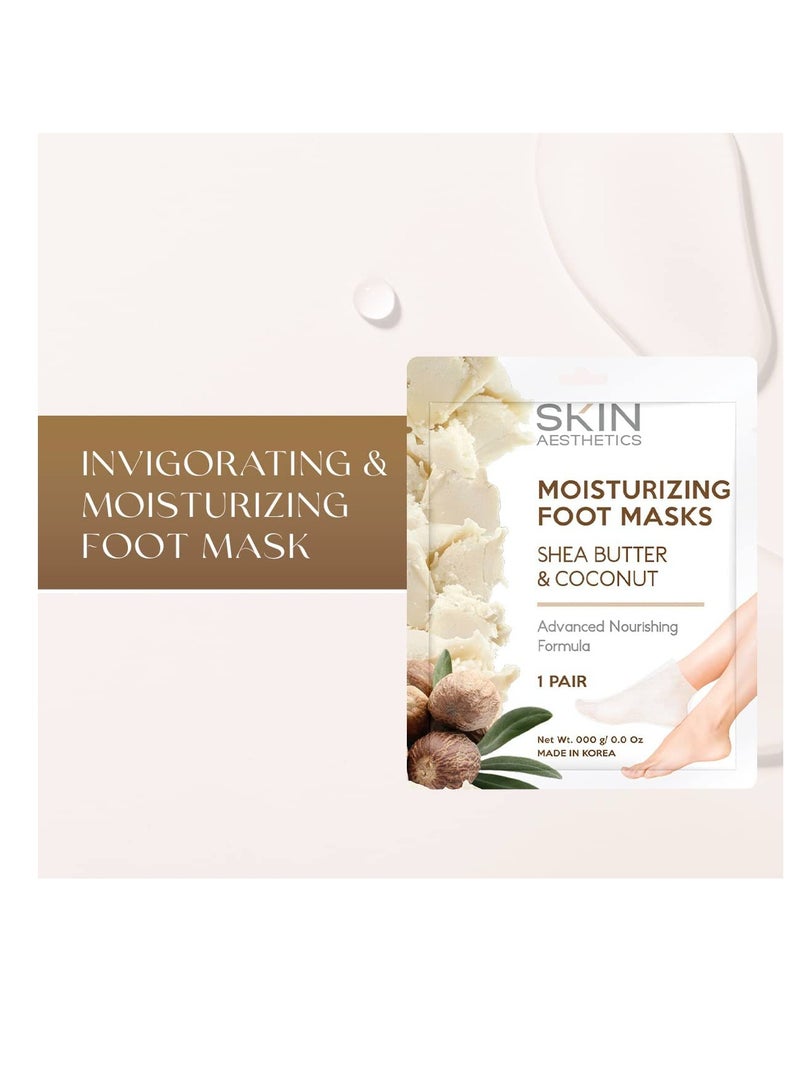 SKIN Shea Butter & Coconut Foot Masks Moisturizing Socks - Moisturizes Tired, Dry & Cracked Feet, Exfoliating Hydrating Foot Mask - Cruelty Free Korean Skin Care - All Skin Types - 3 Pairs - Image 2