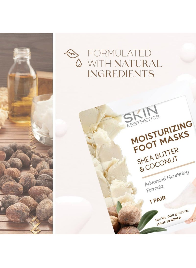 SKIN Shea Butter & Coconut Foot Masks Moisturizing Socks - Moisturizes Tired, Dry & Cracked Feet, Exfoliating Hydrating Foot Mask - Cruelty Free Korean Skin Care - All Skin Types - 3 Pairs - Image 3