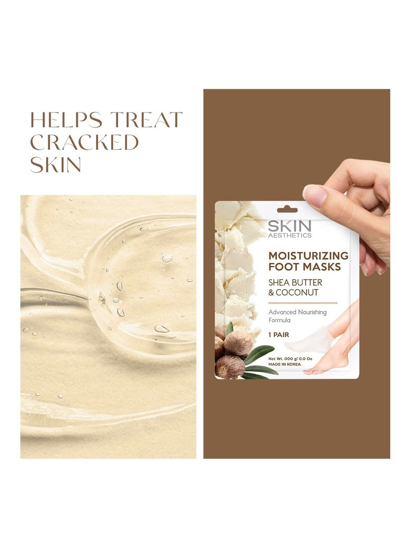 SKIN Shea Butter & Coconut Foot Masks Moisturizing Socks - Moisturizes Tired, Dry & Cracked Feet, Exfoliating Hydrating Foot Mask - Cruelty Free Korean Skin Care - All Skin Types - 3 Pairs - Image 4