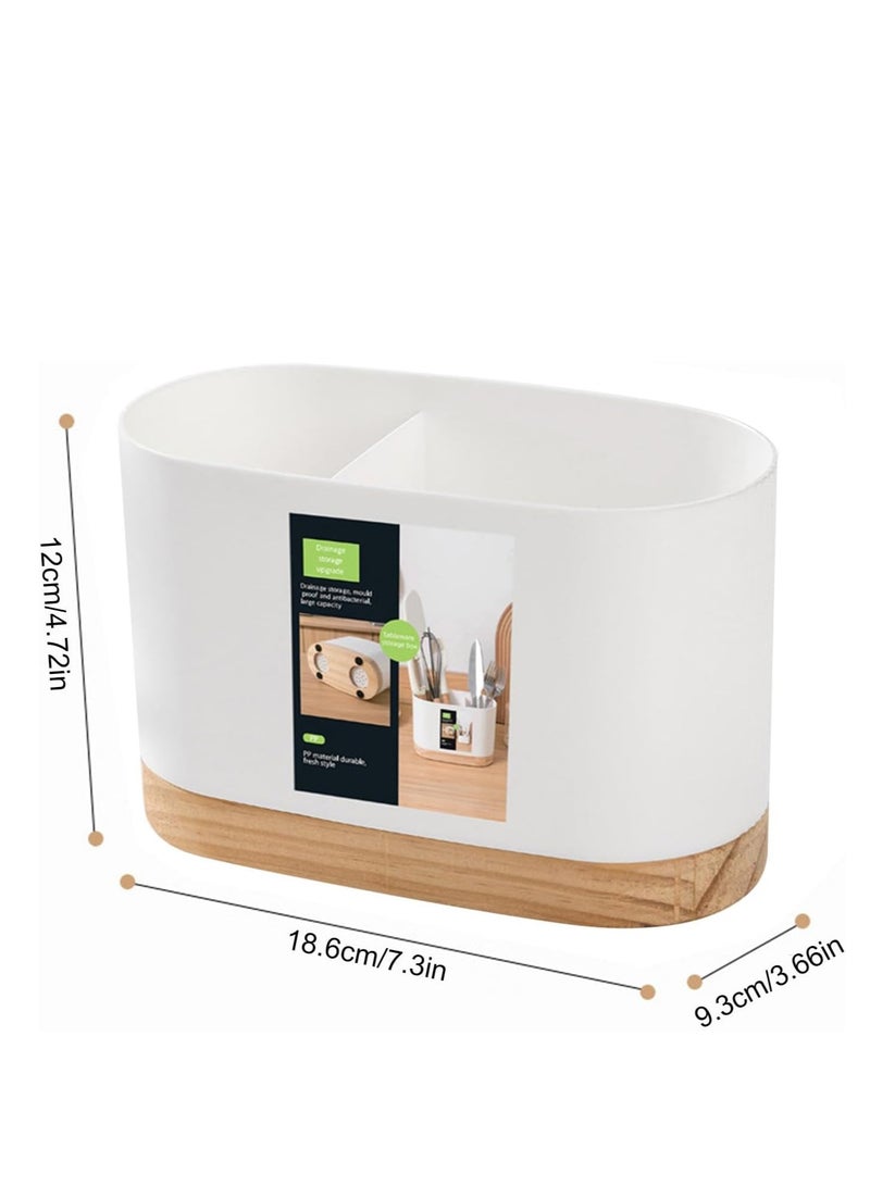 Kitchen Cutlery Organizer With Simple Water Drainage System - White - Image 2