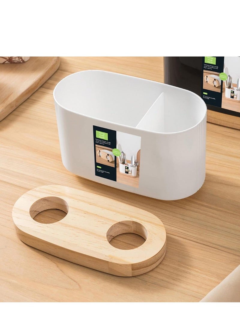 Kitchen Cutlery Organizer With Simple Water Drainage System - White - Image 3