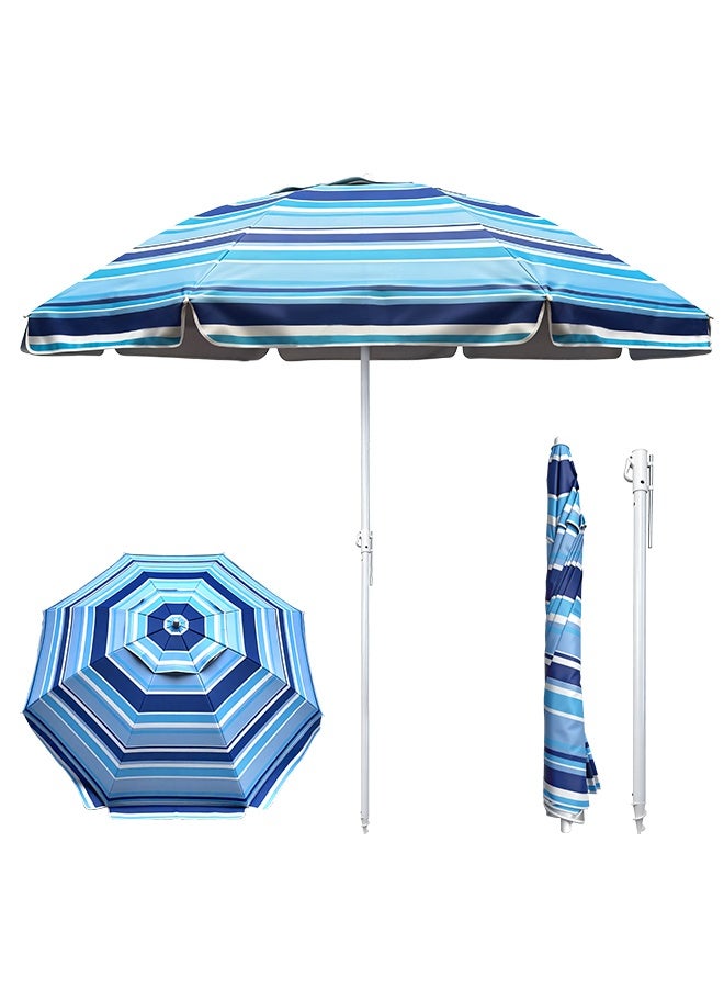 SOLARALIFE Beach Umbrella for Sand 2.2m Outdoor Sun Umbrella Portable with Tilt Pole, Carry Bag and Air Vent for Pool Backyard Patio - Image 1