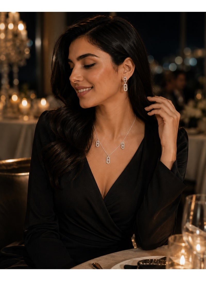 RAFAL Zircon Necklace and Earrings Jewelry Set with Luxury Gift Box – Elegant Women's Jewelry, Premium Sophisticated Gift for Anniversaries, Special Occasions & Birthdays - Image 3