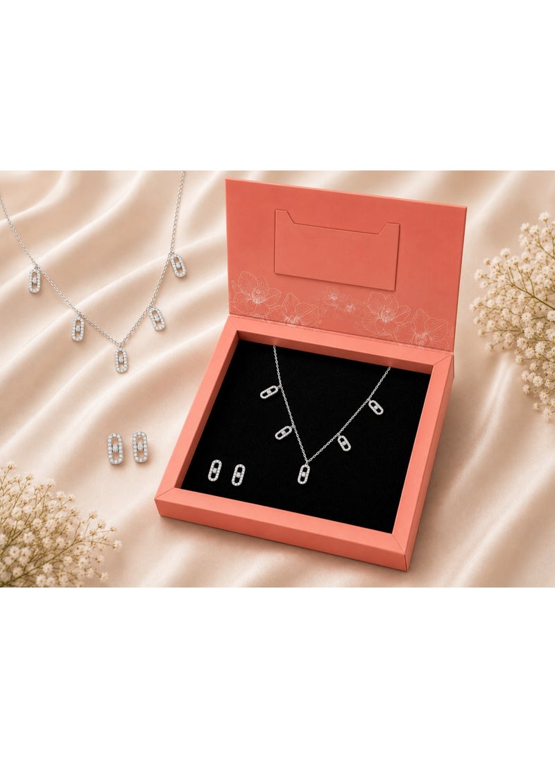 RAFAL Zircon Necklace and Earrings Jewelry Set with Luxury Gift Box – Elegant Women's Jewelry, Premium Sophisticated Gift for Anniversaries, Special Occasions & Birthdays - Image 2