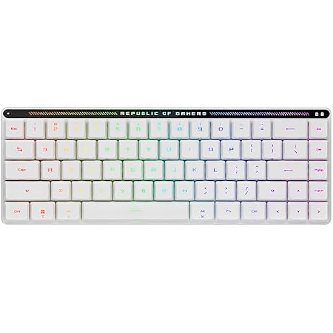 ROG لوحة مفاتيح الألعاب اللاسلكية ROG FALCHION RX منخفضة الارتفاع - 65% مدمجة TKL، اتصال ثلاثي الوضع، مفاتيح بصرية ROG RX حمراء، RGB، لوحة لمس، غطاء لوحة المفاتيح، دعم PC/MAC - أبيض - Image 1