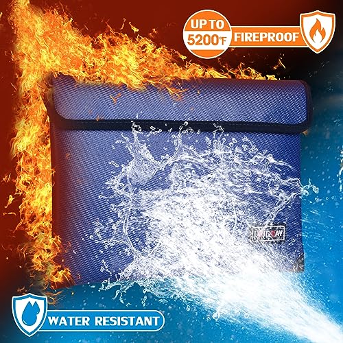 LOJGOAY Fireproof Document Bag - with 5200°F Heat Insulated, Waterproof Fireproof Bag with Zipper, 8 Layers of Functional Materials, Fireproof Money Bag for Cash/Documents/Valuables, Fire bag 11"x7.7" - Image 2