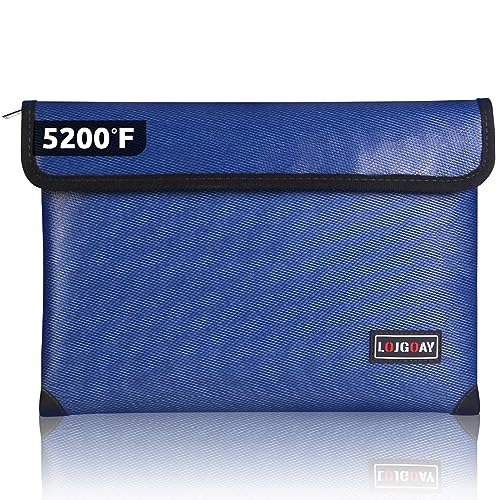 LOJGOAY Fireproof Document Bag - with 5200°F Heat Insulated, Waterproof Fireproof Bag with Zipper, 8 Layers of Functional Materials, Fireproof Money Bag for Cash/Documents/Valuables, Fire bag 11"x7.7" - Image 1
