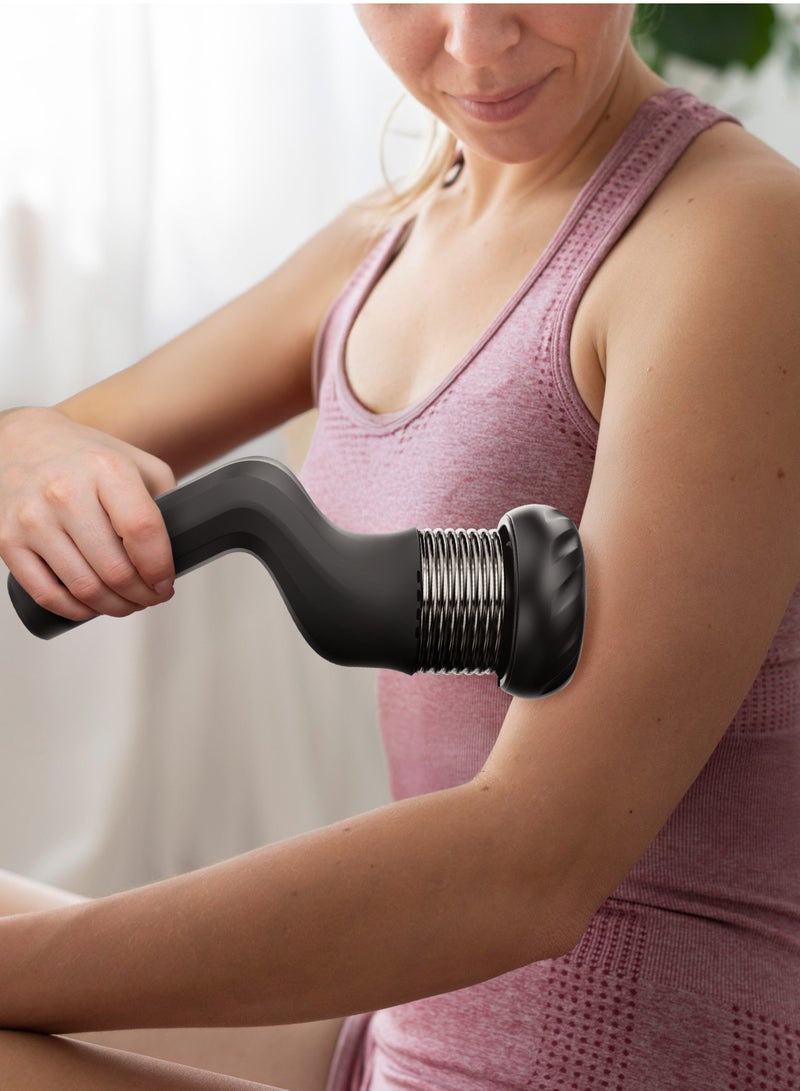 porodo Portable Handheld Multi-Speed Rotating Muscle Relief Massager with 4 Head / 1500mAh Battery Capacity / Smart Auto Timer / Adjustable Massage Intensity / Cordless & Rechargeable / 4 Speed Levels - Black - Image 2