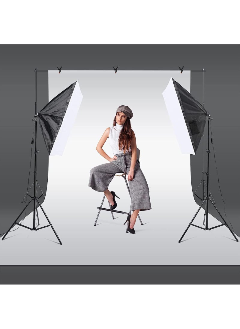 Softbox Photography Lighting Kit, Professional Photo Studio Lighting with 2x20x27.5in Soft Box | 2X 380W 3000-7000K E27 LED Bulb,Continuous Lighting Kit for Video Recording, Portraits Shooting