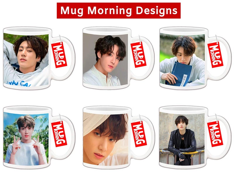 Mug Morning Mug Morning Ceramic BTS Shirt Closeup Jungkook Coffee Mug for Girls White 325 ml  - Image 5