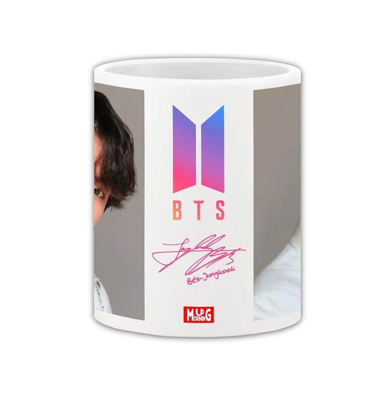 Mug Morning Mug Morning Ceramic BTS Shirt Closeup Jungkook Coffee Mug for Girls White 325 ml  - Image 2