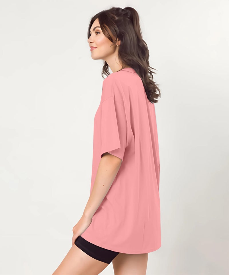 SHODOX® Women's Cotton Blend Oversized Drop Shoulder Solid T-Shirt(Pack of 1) - Image 3
