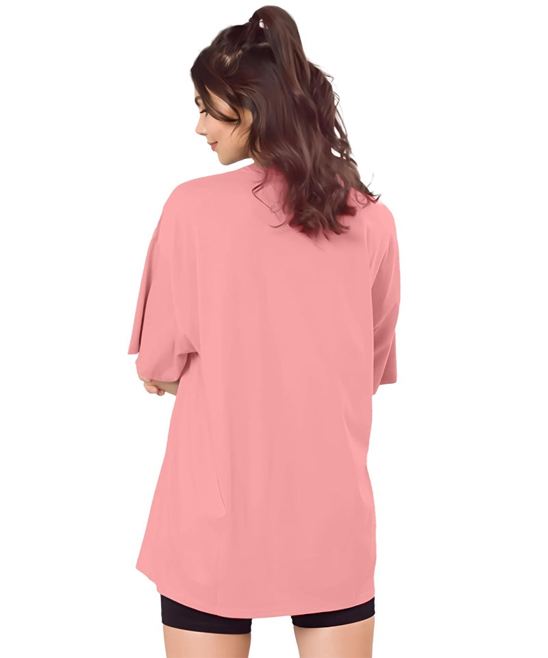 SHODOX® Women's Cotton Blend Oversized Drop Shoulder Solid T-Shirt(Pack of 1) - Image 2