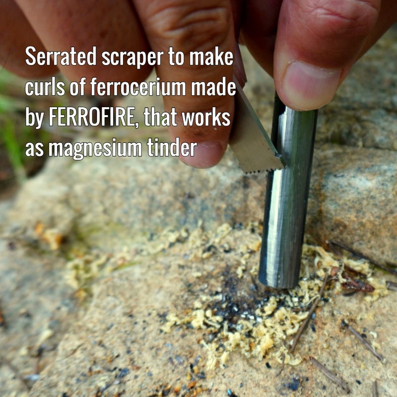 FERROFIRE FS384 Classic Ferro Rod Fire Starter with 3/8 Inch x 4 Inch Ferrocerium Rod Magnesium Flint and Steel Ferro Rod Striker 550 Paracord Lanyard Handle for Camping Emergency Survival Hiking BBQ - Image 5