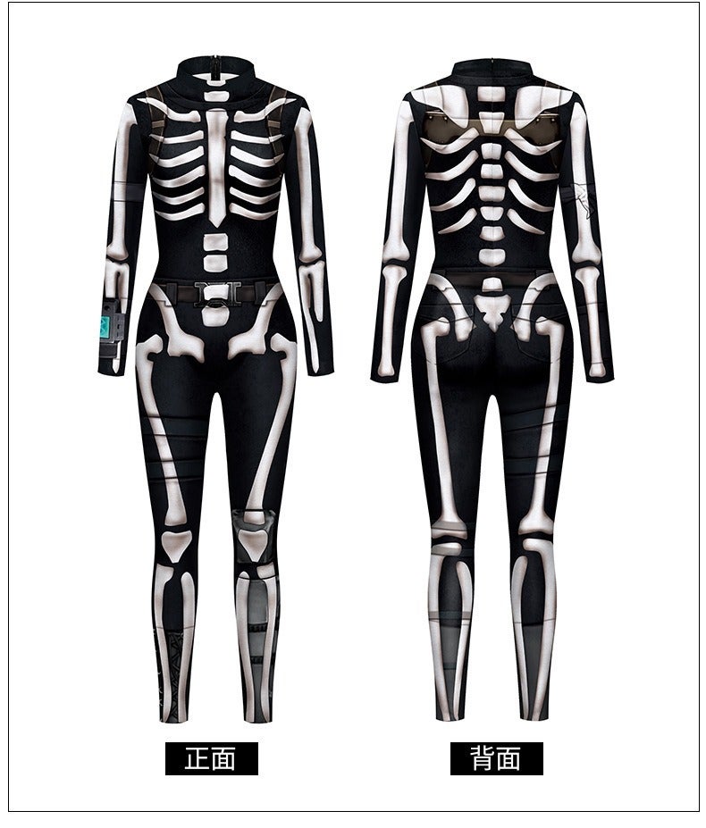 3D Digital Print Skeleton Halloween Costume Long Sleeve Top for Adults & Kids