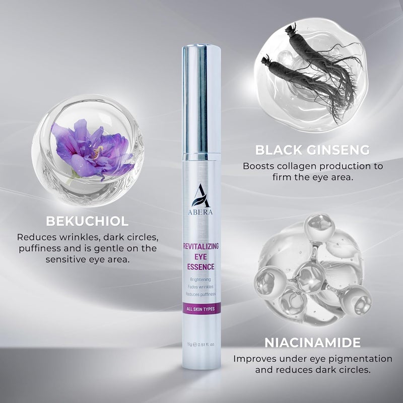 Abera Eye Revitalizing Essence AntiAging Treatment with Bakuchiol and Black Ginseng Dark Circles and Fine Lines 051 fl oz - Image 5
