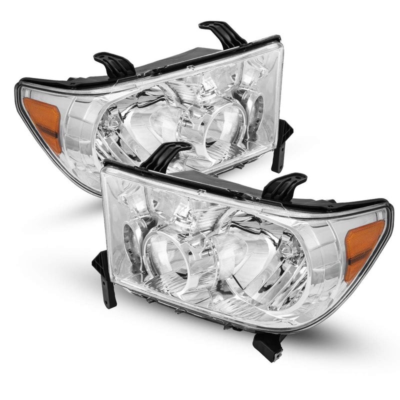 Torchbeam Headlights Assembly Pair for 20072009 Tundra 20112013 Tundra 20082017 Sequoia Headlight Housing Chrome Amber Reflector Clear Lens Headlight Assemblies Set IP65 Waterproof