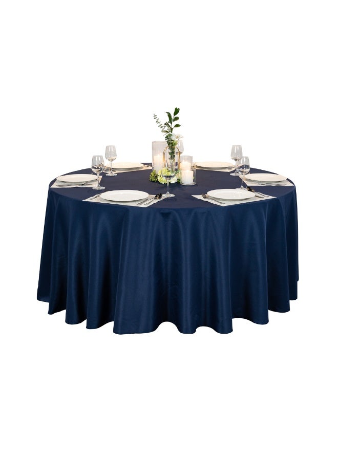 Restaurantware Table Tek 120 Inch Table Covers, 10 Round Wedding Tablecloths - Washable, Wrinkle-Free, Blue Polyester Banquet Tablecloths, Hemmed, For Parties, Holidays, or Buffets  - Image 2