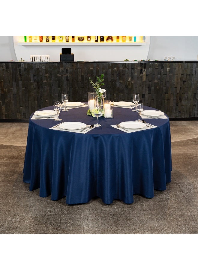 Restaurantware Table Tek 120 Inch Table Covers, 10 Round Wedding Tablecloths - Washable, Wrinkle-Free, Blue Polyester Banquet Tablecloths, Hemmed, For Parties, Holidays, or Buffets  - Image 5