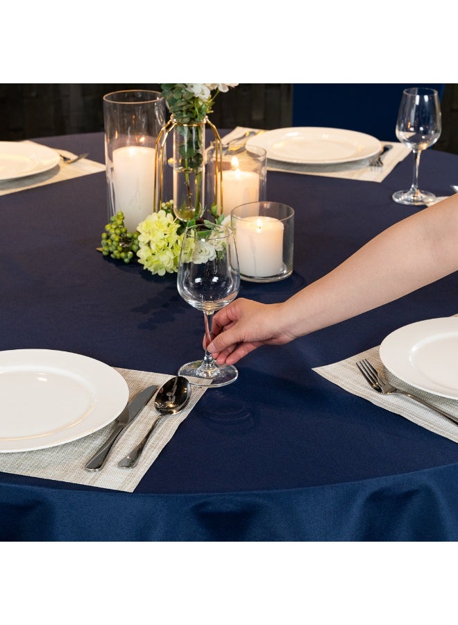 Restaurantware Table Tek 120 Inch Table Covers, 10 Round Wedding Tablecloths - Washable, Wrinkle-Free, Blue Polyester Banquet Tablecloths, Hemmed, For Parties, Holidays, or Buffets  - Image 4