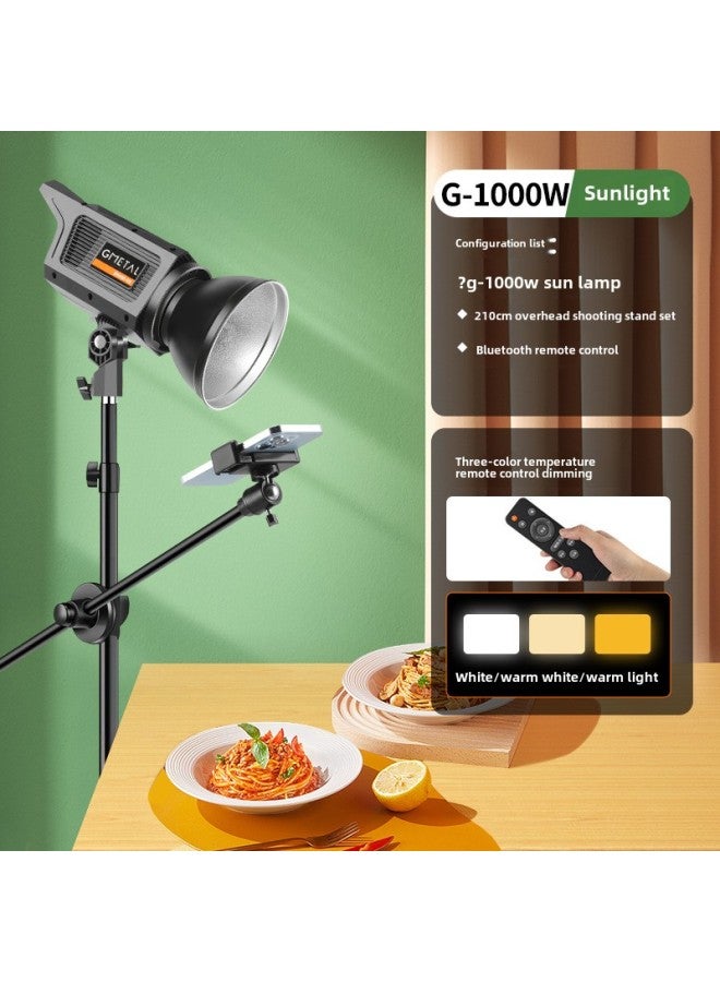 Food Fill Light Led Photography Professional Studio Anchor Desktop Still Life Jewelry Kitchen Dishes Light-Light Source Color:100w Sun Lamp + Floor-standing Overhead Shooting  - Image 1