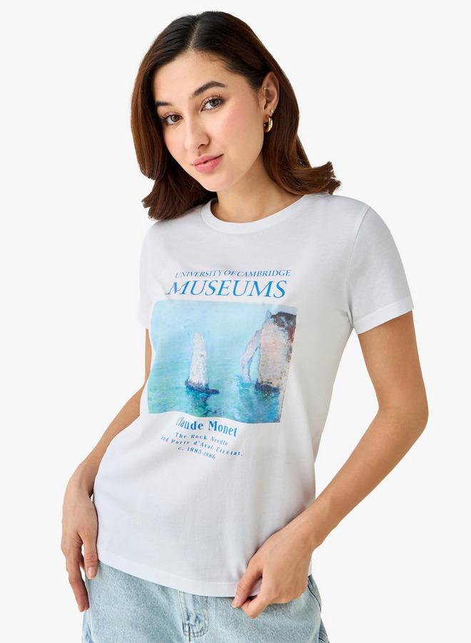 SP Characters Cotton T-shirt with Claude Monet Graphic Print - Image 1