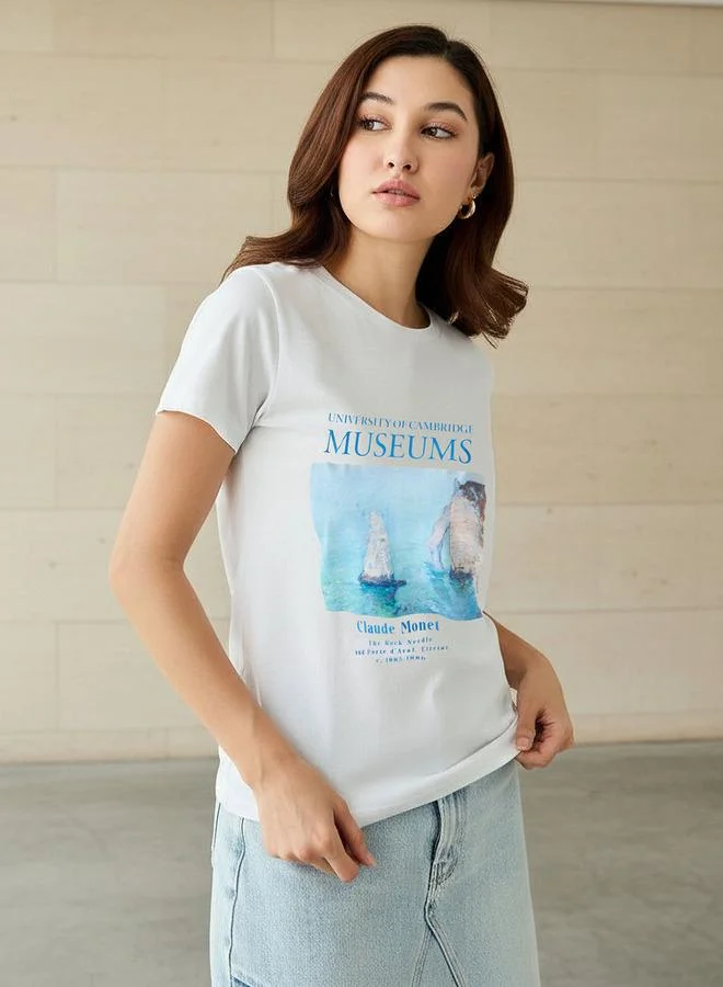 SP Characters Cotton T shirt with Claude Monet Graphic Print