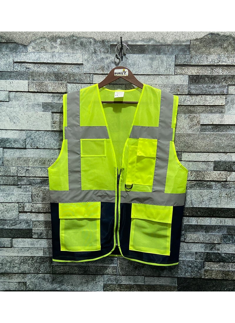 Vento Engineer Type Reflector Dual Color Warning Vest (Yellow-Navy Blue)  - Image 1