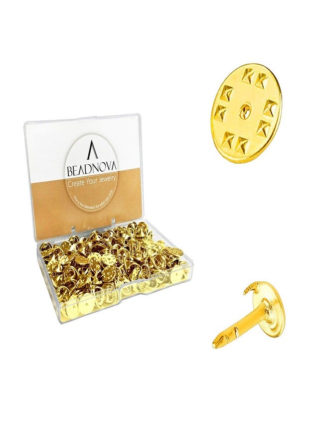 BEADNOVA 150 Pairs Butterfly Pin Backs Clutch Tie Tacks Backs for Lapel Pins Blank with Backing (Gold, 150 Sets) - Image 1
